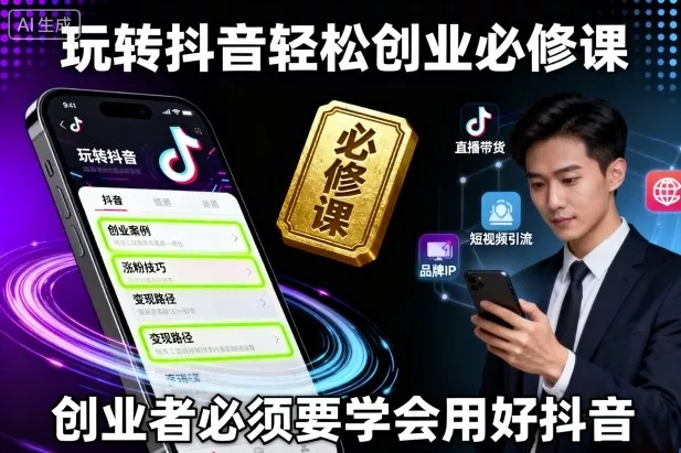 玩转抖音轻松创业必修课，创业者必须要学会用好抖音 - 项目资源网