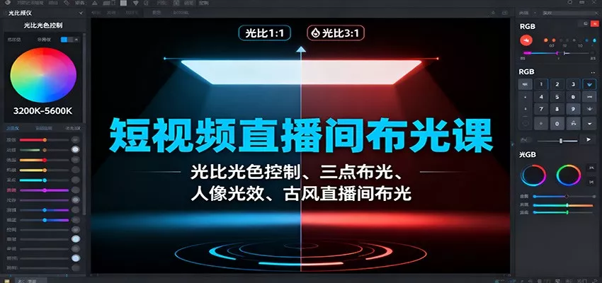 短视频直播间布光课：光比光色控制、三点布光、人像光效、古风直播间布光 - 项目资源网