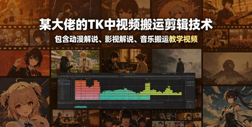 某大佬的TK中视频搬运剪辑技术,包含动漫解说、影视解说、音乐搬运教学视频 某大佬的TK中视频搬运剪辑技术,包含动漫解说、影视解说、音乐搬运教学视频