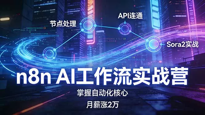 n8n AI工作流实战营,节点处理+API连通+Sora2实战,掌握自动化核心月薪涨2万 n8n AI工作流实战营,节点处理+API连通+Sora2实战,掌握自动化核心月薪涨2万