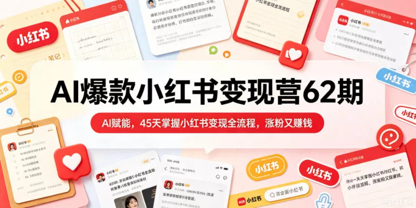AI爆款小红书变现营62期2026年5月,AI赋能,45天掌握小红书变现全流程,涨粉又賺钱 AI爆款小红书变现营62期2026年5月,AI赋能,45天掌握小红书变现全流程,涨粉又賺钱