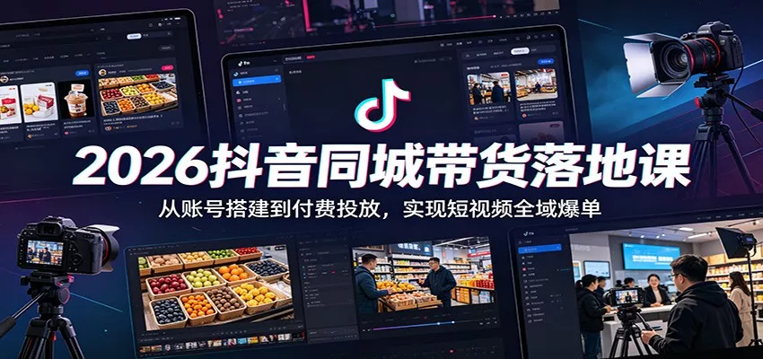 2026抖音同城带货落地课：从账号搭建到付费投放，实现短视频全域爆单 - 项目资源网