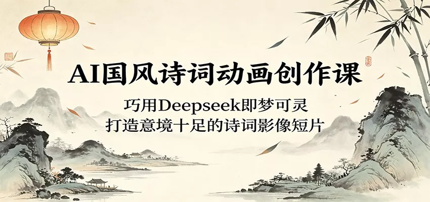AI国风诗词动画创作课：巧用Deepseek即梦可灵，打造意境十足的诗词影像短片 - 项目资源网