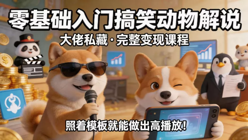 零基础入门搞笑动物解说,大佬私藏完整变现课程,照着模板就能做出高播放 零基础入门搞笑动物解说,大佬私藏完整变现课程,照着模板就能做出高播放