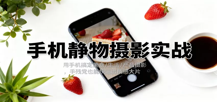 手机静物摄影实战，用手机搞定美食/生活/产品摄影，手残党也能快速出质感大片 - 项目资源网