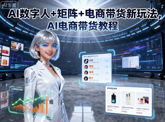 AI数字人+矩阵+电商带货新玩法，AI电商带货教程 - 项目资源网