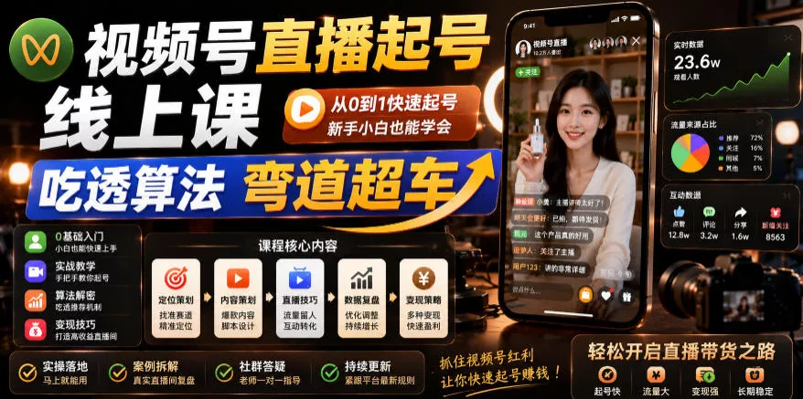 视频号直播起号线上课,吃透算法弯道超车(2026年6月) 视频号直播起号线上课,吃透算法弯道超车(2026年6月)