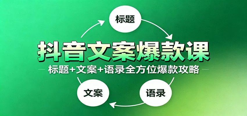 抖音文案爆款课：9大标题绝招，各类型必火文案，100条万能文案情感语录 - 项目资源网