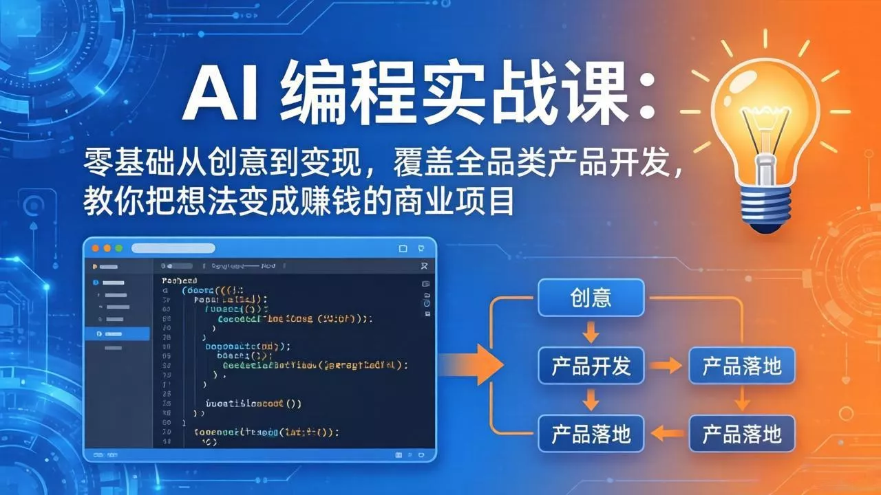 AI编程实战课-第三期 更新:零基础从创意到变现,覆盖全品类产品开发,把想法变成赚钱的项目 AI编程实战课-第三期 更新:零基础从创意到变现,覆盖全品类产品开发,把想法变成赚钱的项目