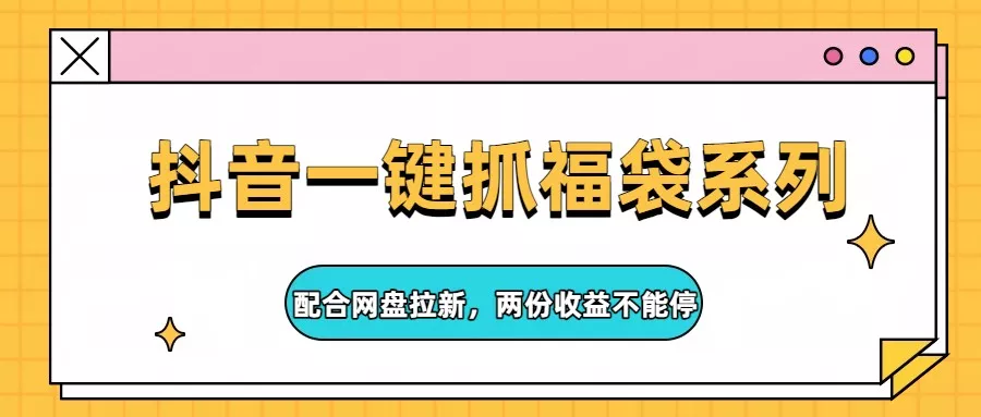 抖音一键抓福袋系列，配合网盘拉新，两份收益不能停 - 项目资源网