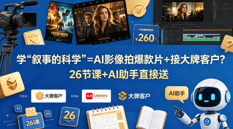 学《叙事的科学》=AI影像拍爆款片+接大牌客户?26节课+AI助手直接送【原创双语字幕】 学《叙事的科学》=AI影像拍爆款片+接大牌客户?26节课+AI助手直接送【原创双语字幕】