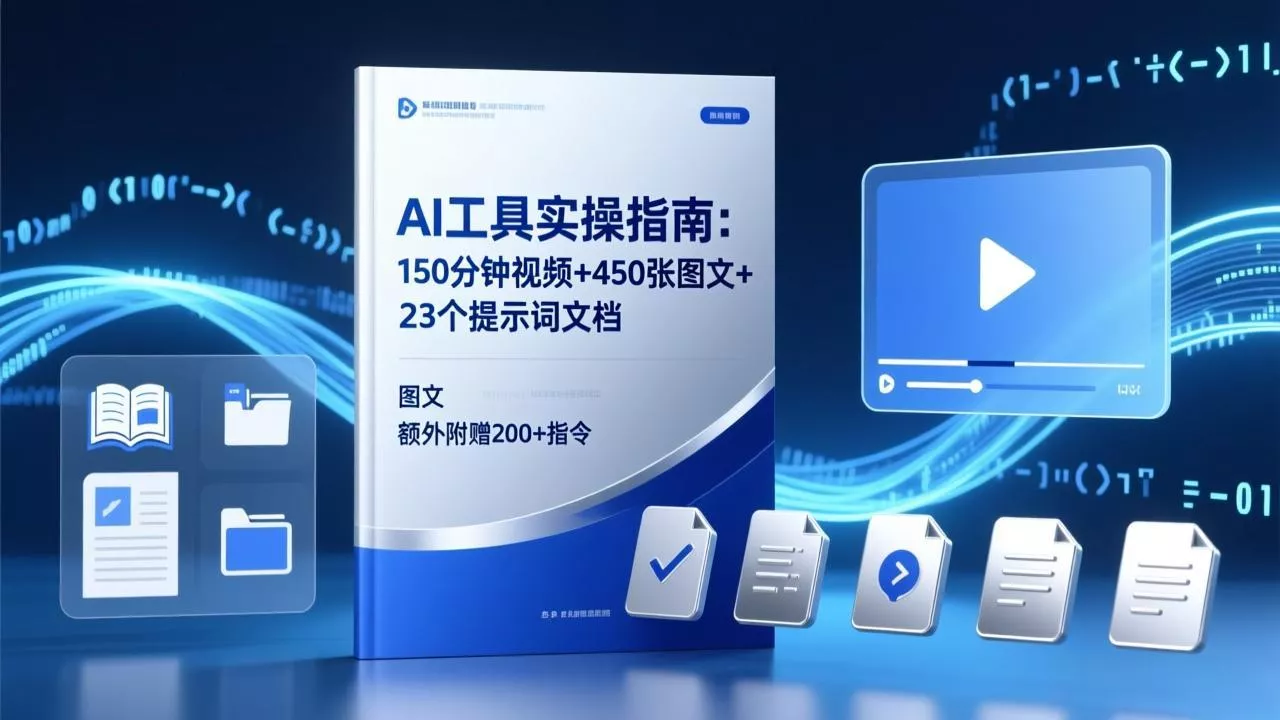 AI工具实操指南：150分钟视频+450张图文+23个提示词文档，额外附赠200+指令 - 项目资源网