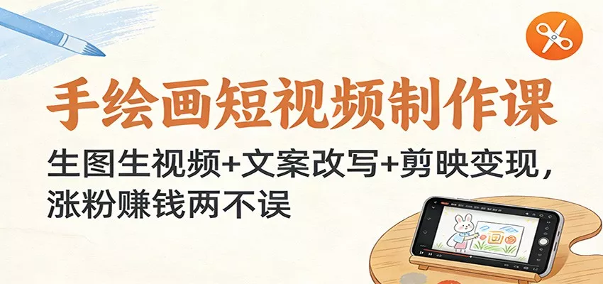 手绘画短视频制作课：生图生视频+文案改写+剪映变现，涨粉赚钱两不误 - 项目资源网
