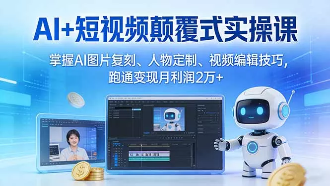 AI+短视频颠覆式实操课:掌握AI图片复刻、人物定制、视频编辑技巧,跑通变现月利润2万+ AI+短视频颠覆式实操课:掌握AI图片复刻、人物定制、视频编辑技巧,跑通变现月利润2万+