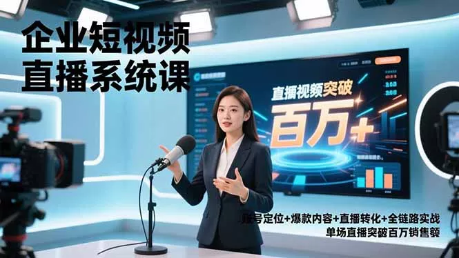 企业短视频直播系统课,账号定位+爆款内容+直播转化+全链路实战,单场直播突破百万销售额 企业短视频直播系统课,账号定位+爆款内容+直播转化+全链路实战,单场直播突破百万销售额