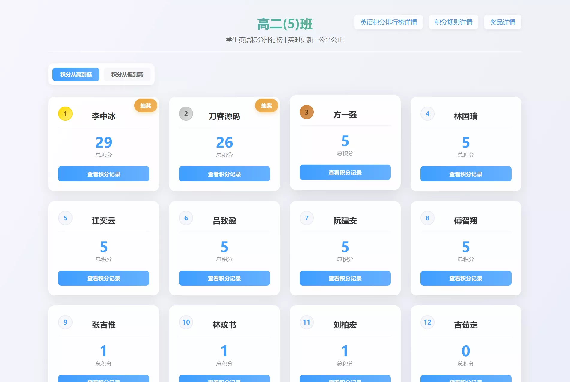班级学生平时表现记录 积分抽奖系统源码 全开源 - 项目资源网