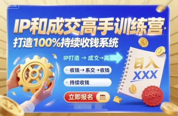 带你成为IP和成交高手的训练营，打造100%持续收钱系统 - 项目资源网