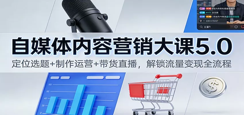 自媒体内容营销大课5.0：定位选题+制作运营+带货直播，解锁流量变现全流程 - 项目资源网