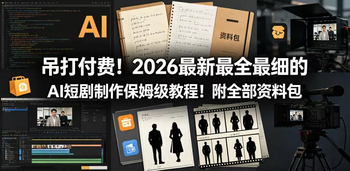 吊打付费!2026最新最全最细的AI短剧制作保姆级教程!附全部资料包 吊打付费!2026最新最全最细的AI短剧制作保姆级教程!附全部资料包