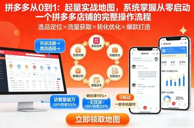 拼多多从0到1:起量实战地图,系统掌握从零启动一个拼多多店铺的完整操作流程 拼多多从0到1:起量实战地图,系统掌握从零启动一个拼多多店铺的完整操作流程