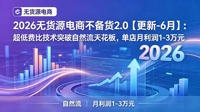 2026无货源电商不备货2.0【更新-6月】:超低费比技术突破自然流天花板,单店月利润1-3万元 2026无货源电商不备货2.0【更新-6月】:超低费比技术突破自然流天花板,单店月利润1-3万元