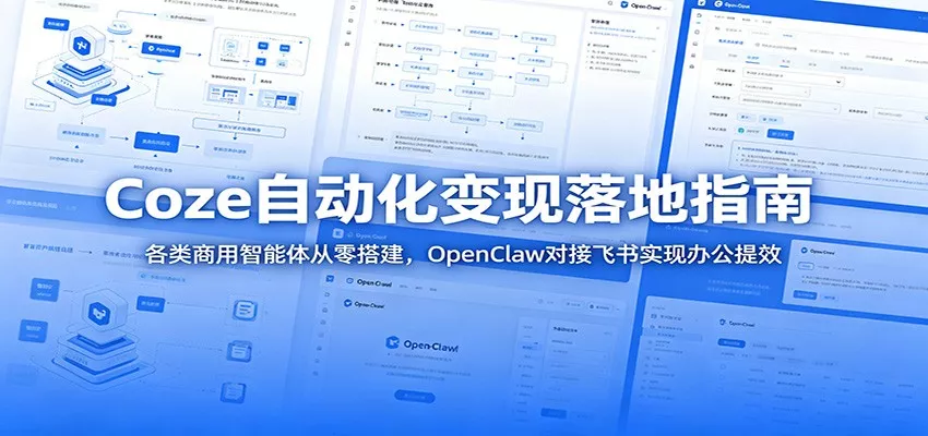 Coze自动化变现落地指南：各类商用智能体从零搭建，OpenClaw对接飞书实现办公提效 - 项目资源网