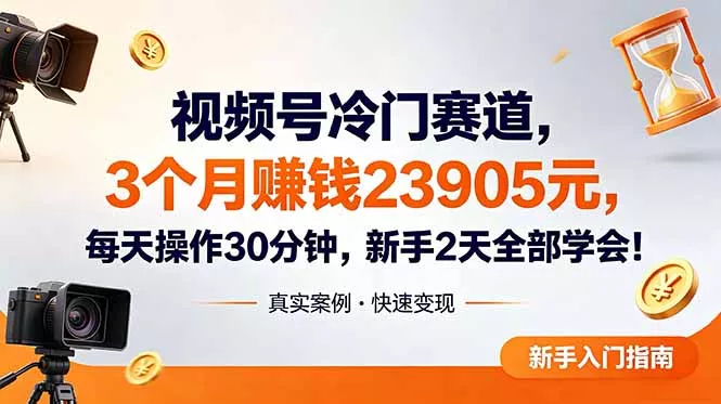 视频号冷门赛道，3个月变现23905元，新手2天学会 每天操作30分钟！ - 项目资源网