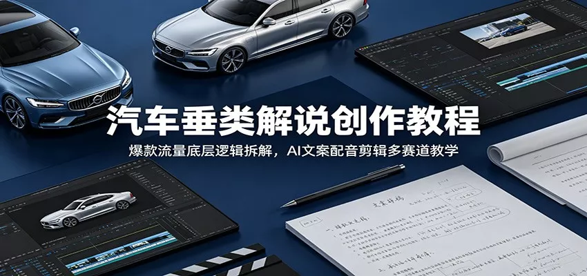 汽车垂类解说创作教程：爆款流量底层逻辑拆解，AI文案配音剪辑多赛道教学 - 项目资源网