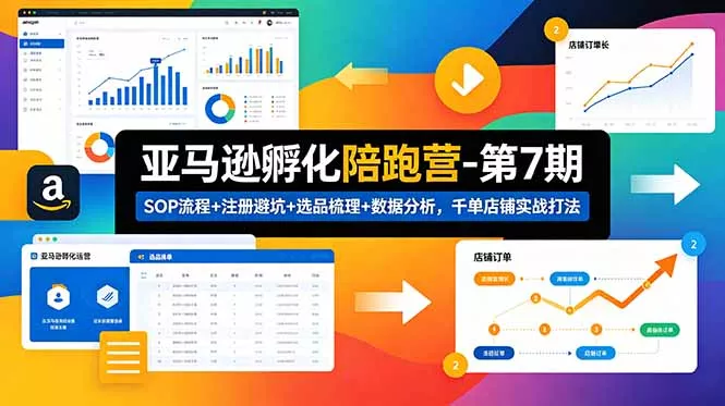 亚马逊孵化陪跑营-第7期：SOP流程+注册避坑+选品梳理+数据分析，千单店铺实战打法 - 项目资源网
