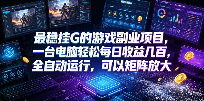 最稳挂G的游戏副业项目,一台电脑轻松每日收益几百,全自动运行,可以矩阵放大【揭秘】 最稳挂G的游戏副业项目,一台电脑轻松每日收益几百,全自动运行,可以矩阵放大【揭秘】