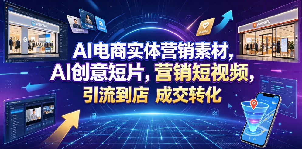 AI电商实体营销素材,AI创意短片,高效打造营销短视频,轻松引流到店,稳定提升门店客流与成交转化 AI电商实体营销素材,AI创意短片,高效打造营销短视频,轻松引流到店,稳定提升门店客流与成交转化