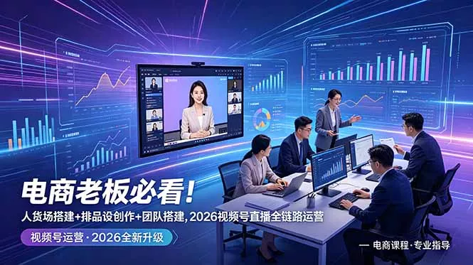 电商老板必看!人货场搭建+排品设计+素材创作+团队搭建,2026视频号直播全链路运营 电商老板必看!人货场搭建+排品设计+素材创作+团队搭建,2026视频号直播全链路运营