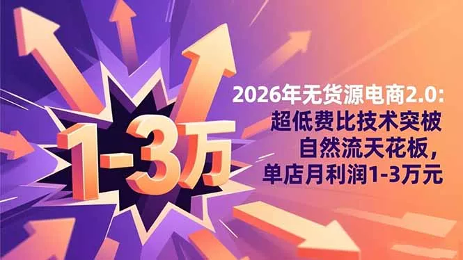 2026年无货源电商2.0【更新】：超低费比技术突破自然流天花板，单店月利润1-3万元 - 项目资源网
