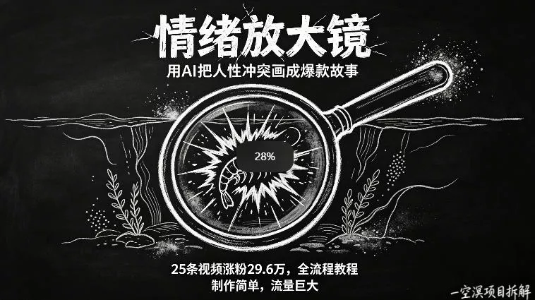 AI制作“情绪放大镜“视频,25条视频涨粉29.6W粉,流量巨大,制作简单,全流程教程 AI制作“情绪放大镜“视频,25条视频涨粉29.6W粉,流量巨大,制作简单,全流程教程