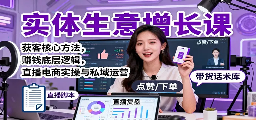 实体生意增长课：获客核心方法，赚钱底层逻辑，直播电商实操与私域运营 - 项目资源网