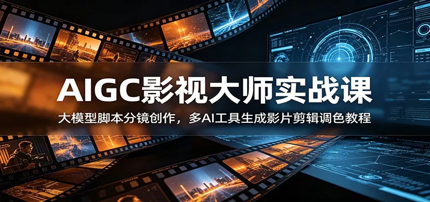 AIGC影视大师实战课：大模型脚本分镜创作，多AI工具生成影片剪辑调色教程 - 项目资源网