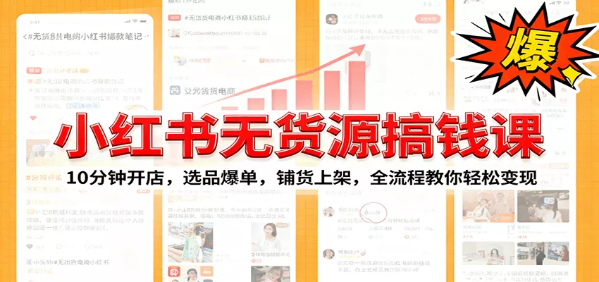 小红书无货源爆单课：10分钟开店，选品爆单，铺货上架，全流程教你轻松变现 - 项目资源网