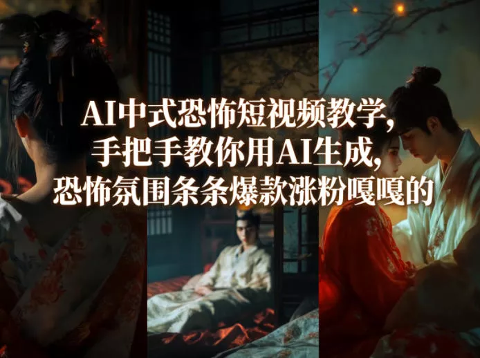 AI中式恐怖短视频教学,手把手教你用AI生成,恐怖氛围条条爆款涨粉嘎嘎的 AI中式恐怖短视频教学,手把手教你用AI生成,恐怖氛围条条爆款涨粉嘎嘎的