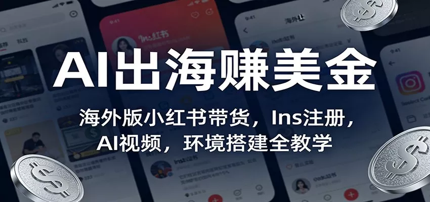 AI出海赚美金：海外版小红书带货，Ins注册，AI视频，环境搭建全教学 - 项目资源网