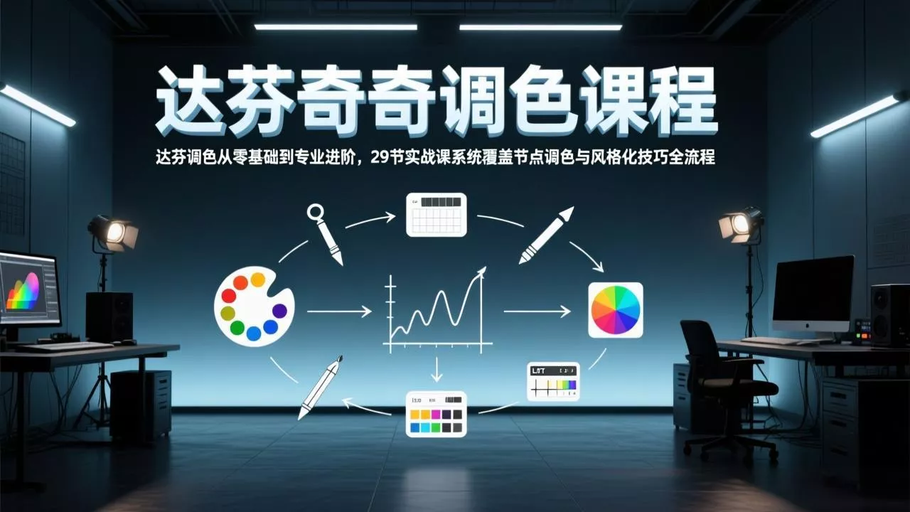 达芬奇调色从零基础到专业进阶,29节实战课系统覆盖节点调色与风格化技巧全流程 达芬奇调色从零基础到专业进阶,29节实战课系统覆盖节点调色与风格化技巧全流程