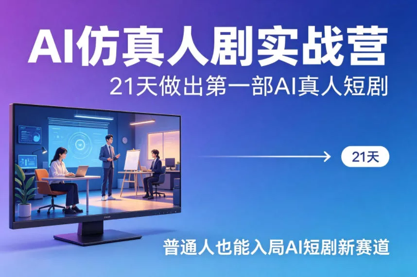 AI仿真人剧实战营，21天做出第一部AI真人短剧，普通人也能入局AI短剧新赛道 - 项目资源网