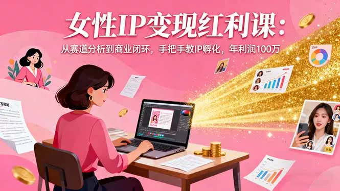 女性IP变现红利课：从赛道分析到商业闭环，手把手教IP孵化，年利润100万 - 项目资源网