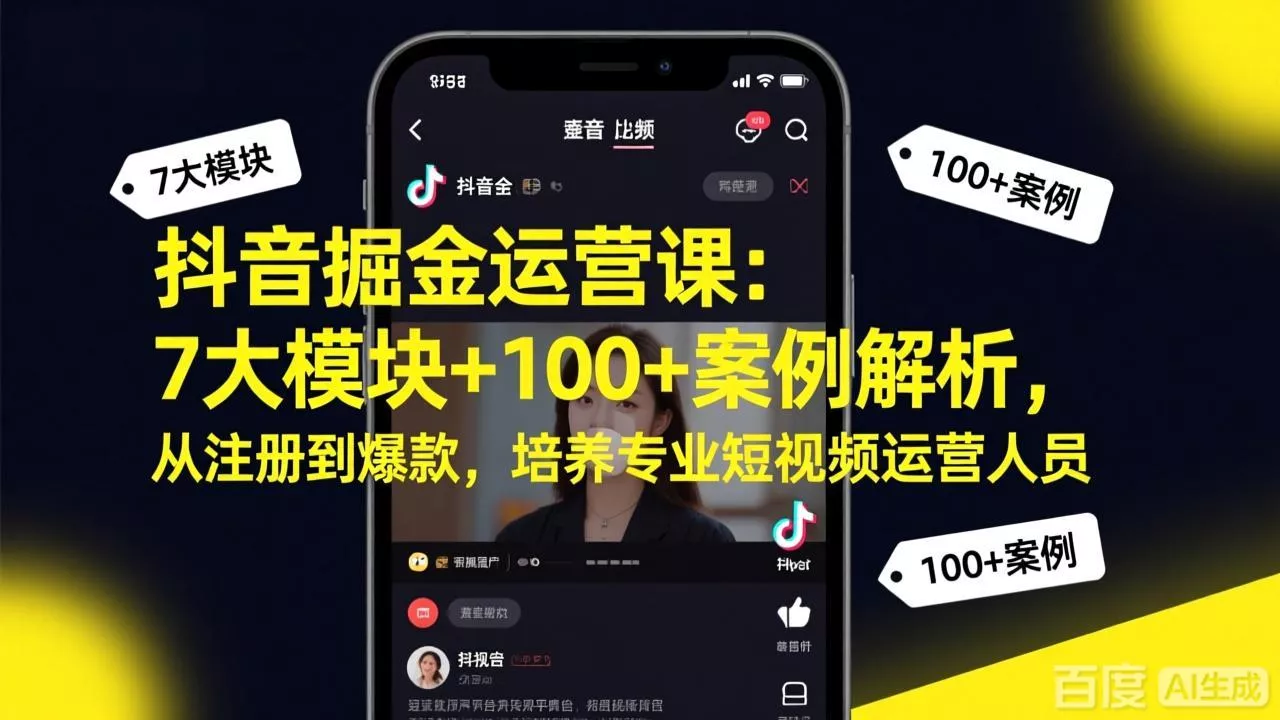 抖音掘金运营课:7大模块+100+案例解析,从注册到爆款,培养专业短视频运营人员 抖音掘金运营课:7大模块+100+案例解析,从注册到爆款,培养专业短视频运营人员