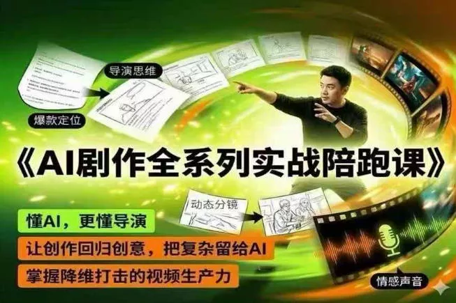 AI剧作全系列实战陪跑课,懂AI,更懂导演,让创作回归创意,把复杂留给AI,掌握降维打击的视频生产力 AI剧作全系列实战陪跑课,懂AI,更懂导演,让创作回归创意,把复杂留给AI,掌握降维打击的视频生产力