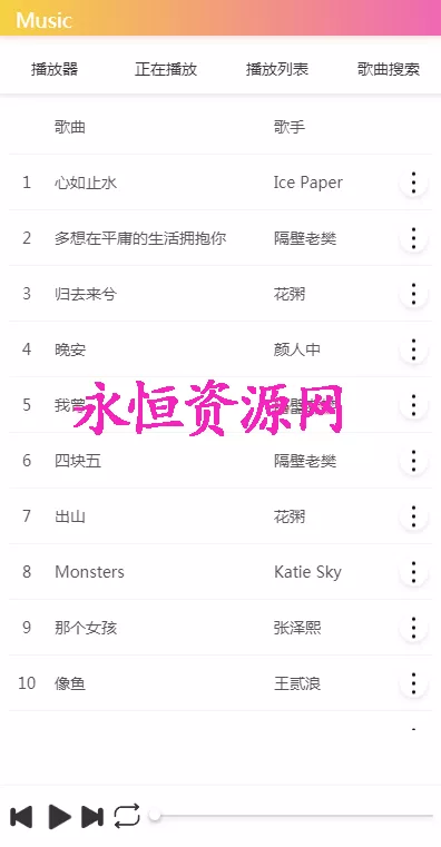 美化版音乐网站源码 - 项目资源网