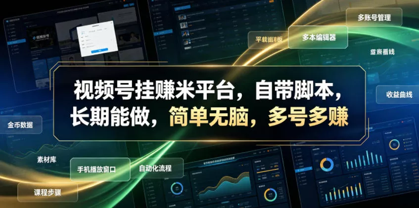 视频号挂賺米平台，自带脚本，长期能做，简单无脑，多号多賺【揭秘】 - 项目资源网