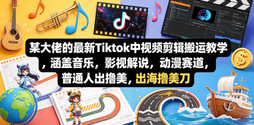 某大佬的最新Tiktok中视频剪辑搬运教学,涵盖音乐,影视解说,动漫赛道,普通人出海撸美刀 某大佬的最新Tiktok中视频剪辑搬运教学,涵盖音乐,影视解说,动漫赛道,普通人出海撸美刀