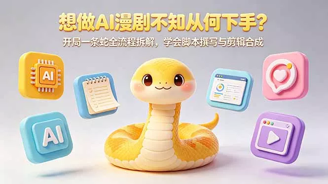 想做AI漫剧不知从何下手？开局一条蛇全流程拆解，学会脚本撰写与剪辑合成 - 项目资源网