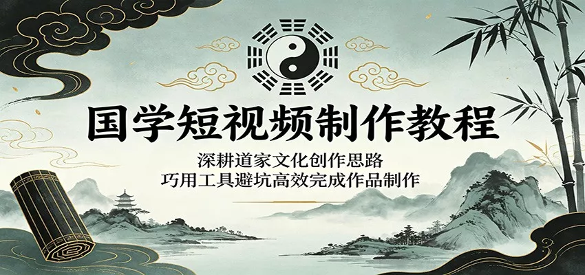 国学短视频制作教程：深耕道家文化创作思路，巧用工具避坑高效完成作品制作 - 项目资源网