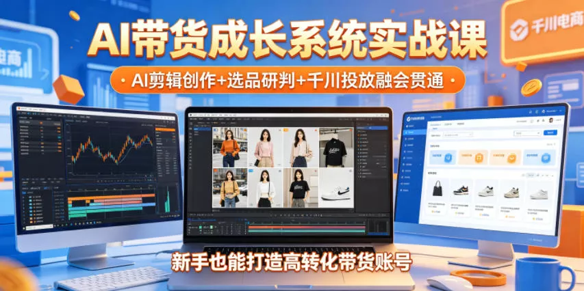 AI带货成长系统实战课,AI剪辑创作+选品研判+千川投放融会贯通,新手也能打造高转化带货账号(更新2026年) AI带货成长系统实战课,AI剪辑创作+选品研判+千川投放融会贯通,新手也能打造高转化带货账号(更新2026年)